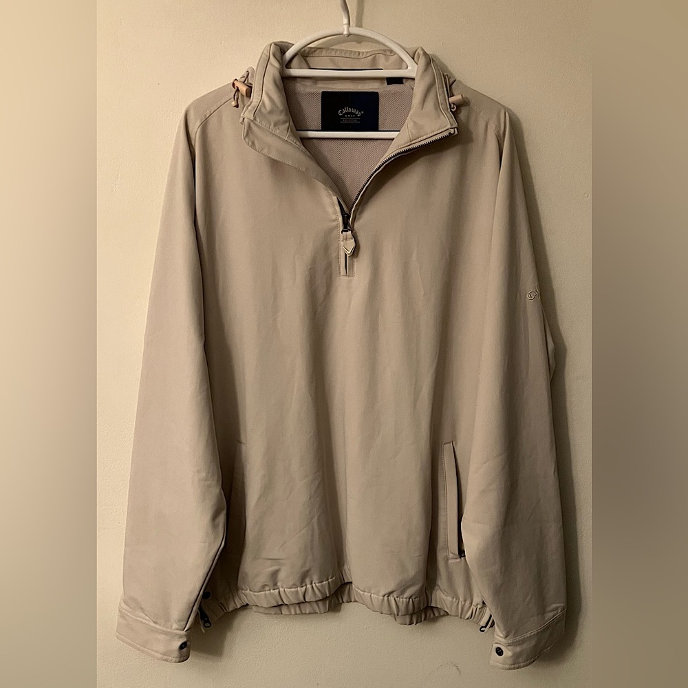 Callaway Golf Collection Men’s Brushed Outerwear Microfiber Beige 1/4 Pullover